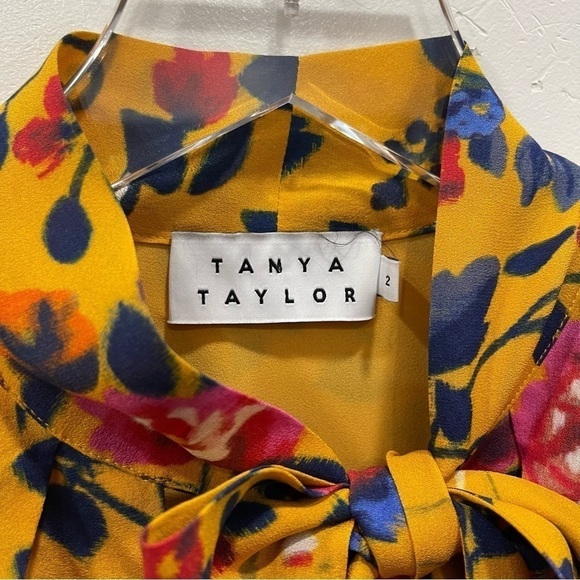 Tanya Taylor Adrienne Kimono Floral Silk Top Blouse in Marigold Cold Shoulder 2 - Picture 13 of 14